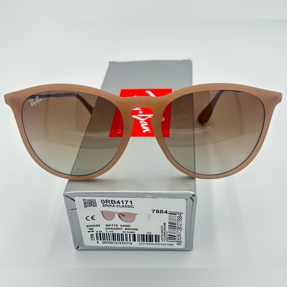Ray-Ban Erika Womens Sunglasses RB4171 54mm Matte Sand w/ Gradient Brown Lens - Picture 3 of 9